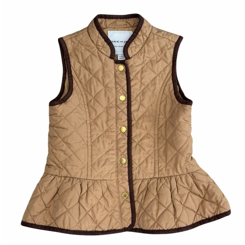 JANIE AND JACK Girls Tan Quilted Vest Size 5-6y